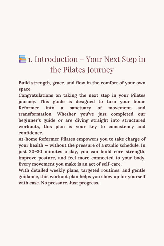 Reformer Pilates Home Workout Plan eBook