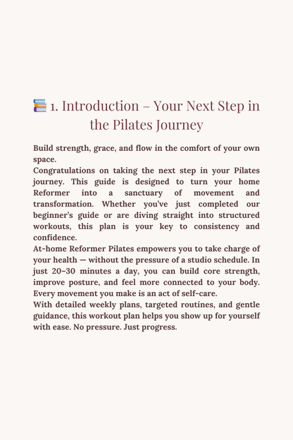 Reformer Pilates Home Workout Plan eBook