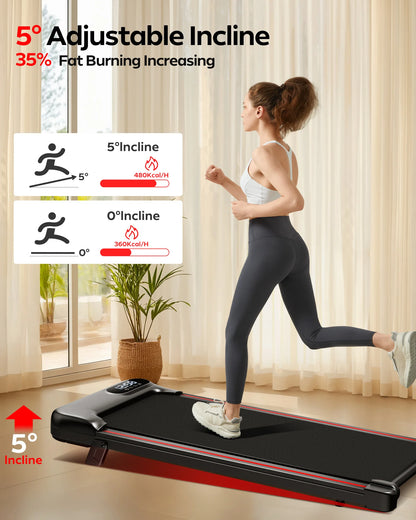 2.5 HP Incline Under-Desk Treadmill, Triple Knee Protection, with App and Remote Controls